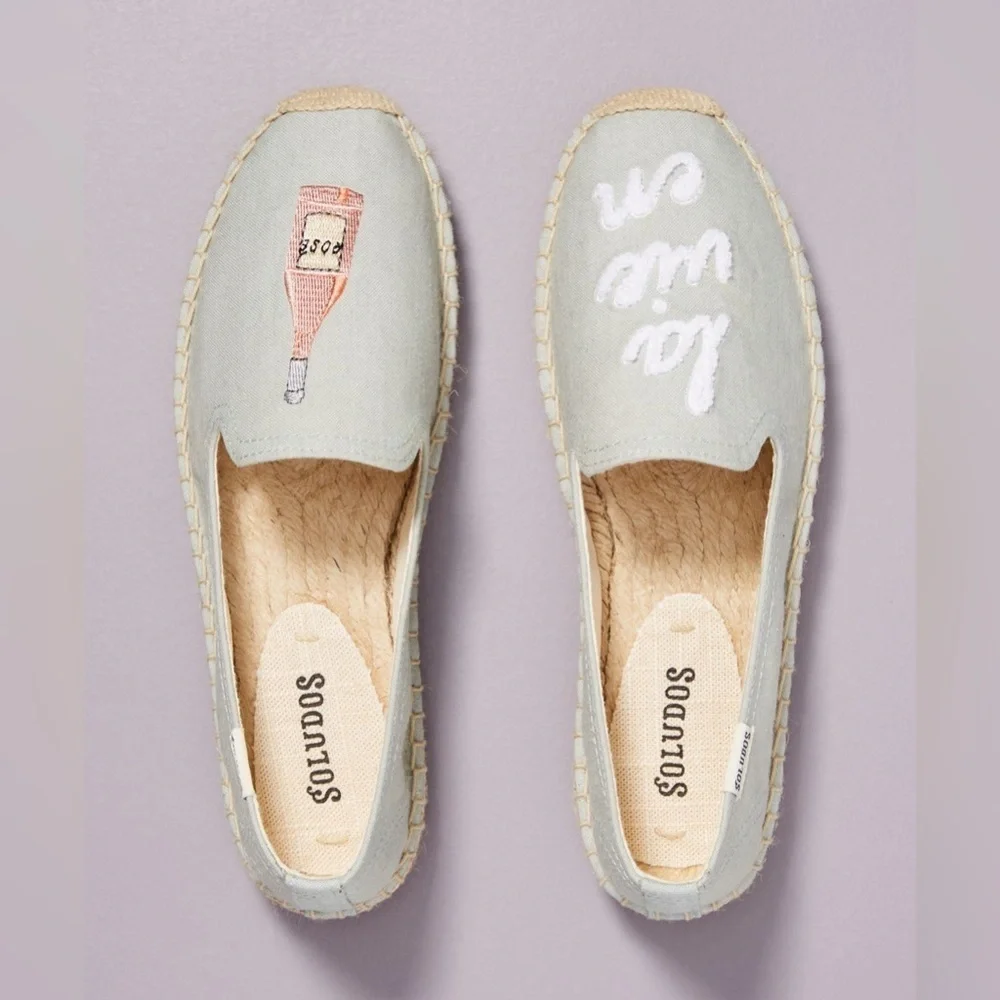 NEW Soludos La Vie En Rose Espadrilles Flats Blue Suze US 5 NWOB